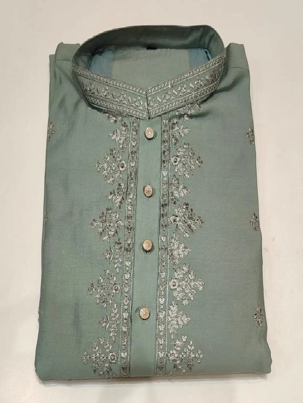 Pastel Green Embroidered Kurta | KOK-1012